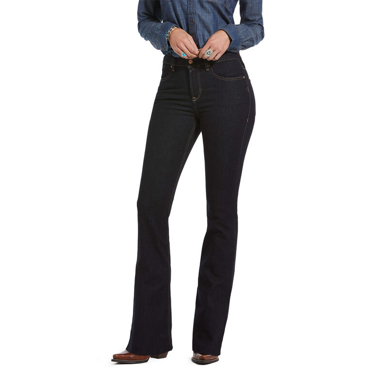 Ariat Western: Premium High Rise Flare Pantalones Vaqueros Mujer - Negras (ZDLAO0642)